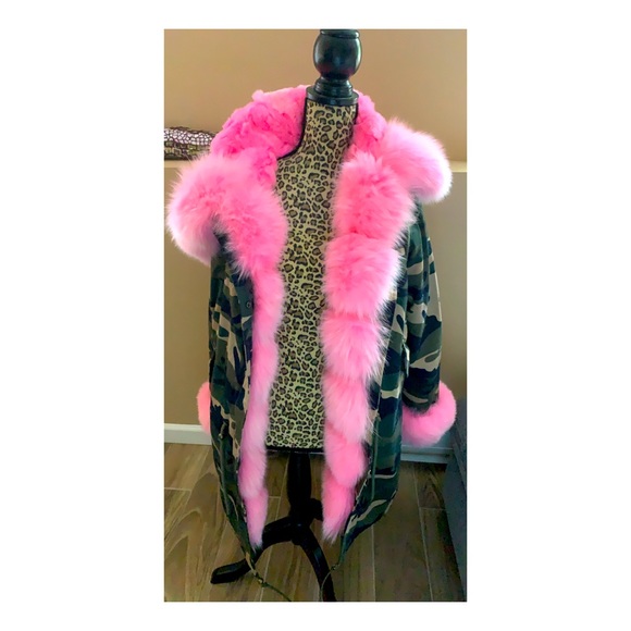 Coats | Camo Pink Fur Jacket | Poshmark
